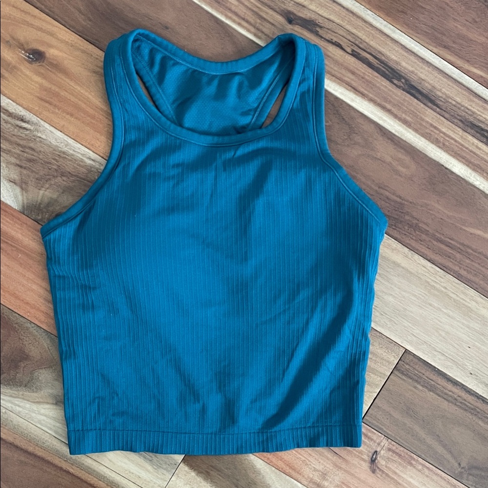 CRZ YOGA Women's Teal Ribbed Tank Top